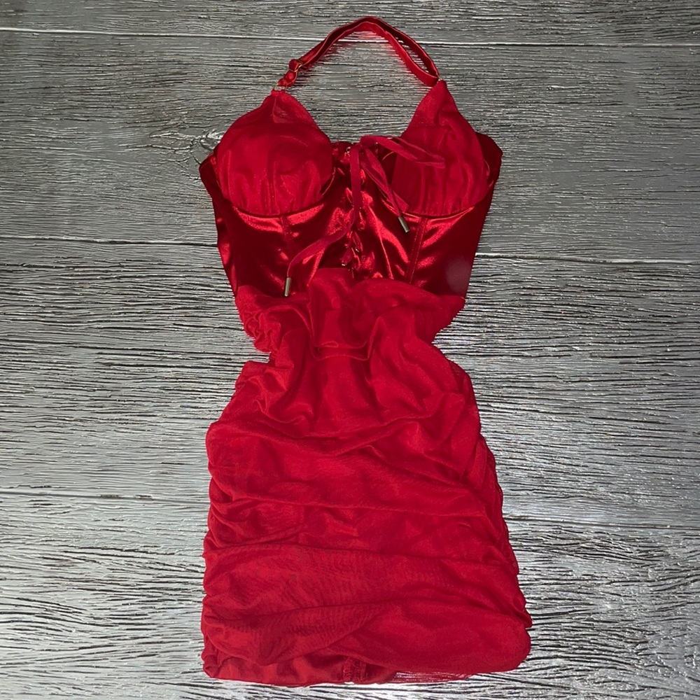 Avenies halter lace up mini dress/ Oh Polly